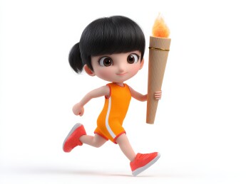 卡通女孩传递火炬