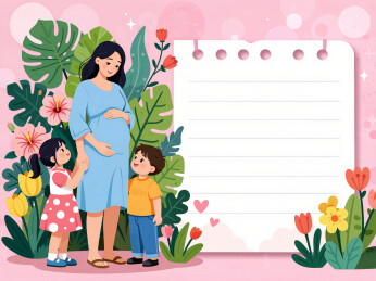 孕妇妈妈和孩子温馨插画