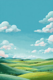 绿野蓝天白云风景