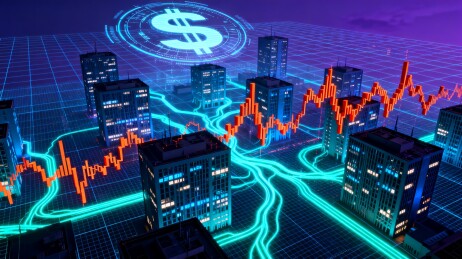 金融市场与数字化经济网络交织之景