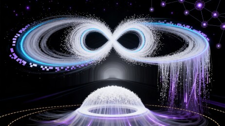 宇宙无限环形结构与光辉交织之奇幻景观