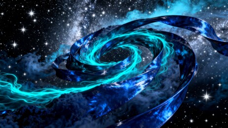 宇宙旋涡中的蓝光奇观