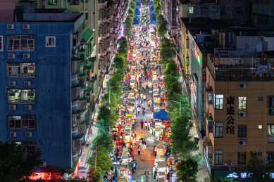 广东深圳盐田夜市热闹夜景烟火气十足的集市