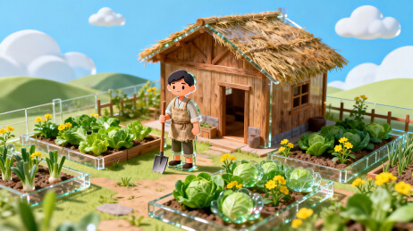 田园小屋与农耕场景