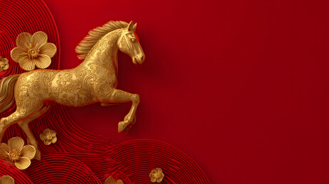 金色骏马祥云纹样春节装饰