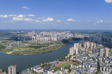 重庆市潼南区城市风光航拍