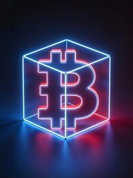 霓虹比特币立方体