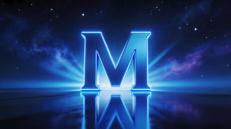 发光金属M字宇宙背景