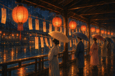雨廊灯谜夜