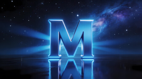 发光蓝金属M字星空背景