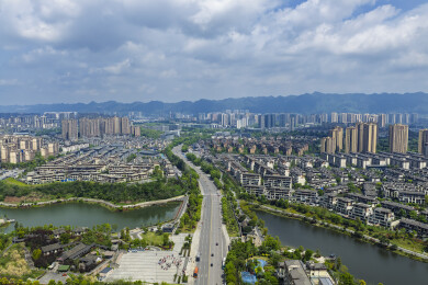 重庆市璧山区城市全景风光航拍
