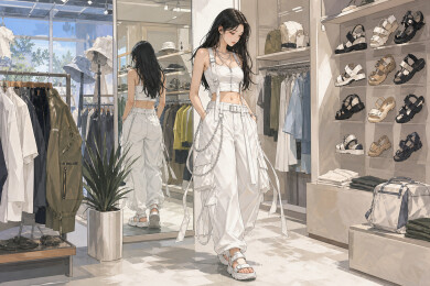 白色机能装店内