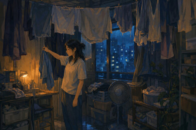 雨夜屋内晾衣