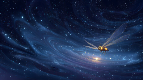 星空下的发光萤火虫