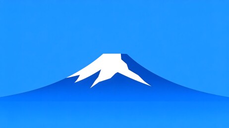 蓝色背景中的富士山剪影