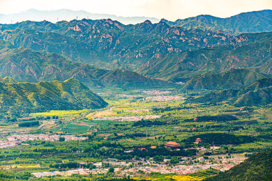 北京5A景区明十三陵长陵及周边陵墓全景
