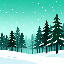 雪落松林静谧冬景