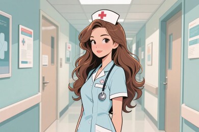 医院走廊护士插画