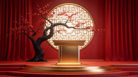 传统中式舞台梅花讲台