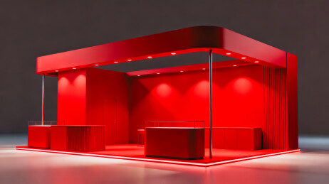 红色现代展会品牌展示展台