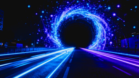 未来科技感光影隧道公路