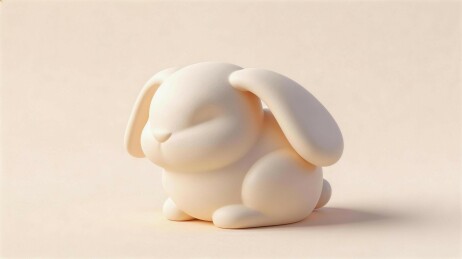极简垂耳玉兔陶瓷雕塑 新中式软装兔子摆件