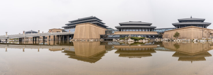 陕西历史博物馆秦汉馆园林场馆建筑外部