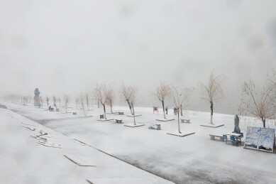 大雪覆盖的武汉汉口江滩公园