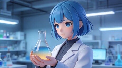 蓝发少女实验室手持烧瓶
