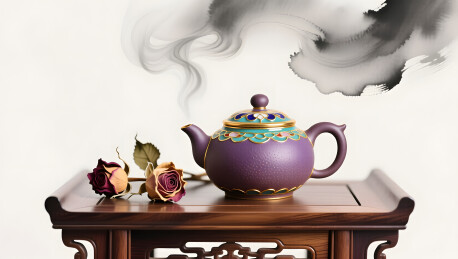 传统养生紫砂壶药膳茶饮静物图