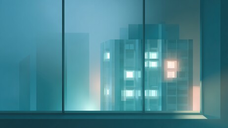 晚风青雾半透几何静谧 PPT 背景