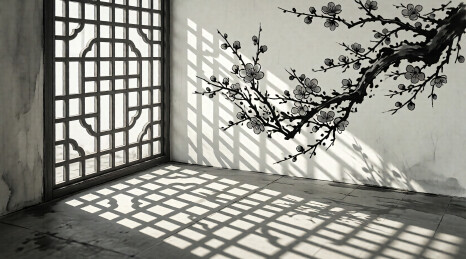 窗棂花影