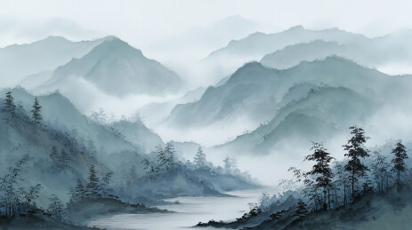 雾中山水意境画