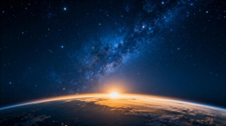 地球日出星空宇宙景象