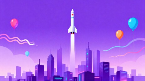 火箭升空城市背景