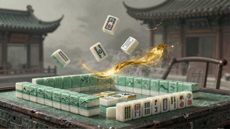 麻将飞舞古建筑