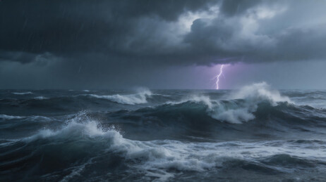 4K高清海上暴风雨巨浪场景