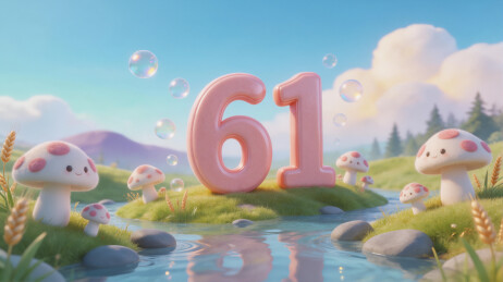 六一数字蘑菇草地背景