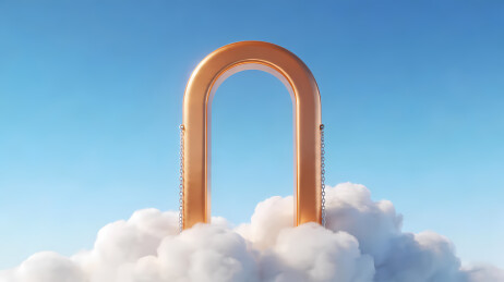 金色U形拱门悬于云天