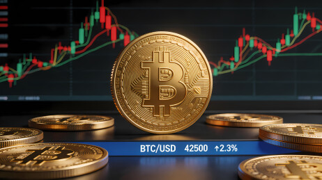 金色比特币与K线图