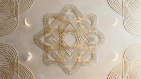 神圣几何星月曼陀罗符号 轻奢侘寂装饰背景