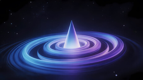 发光锥形物体悬浮宇宙