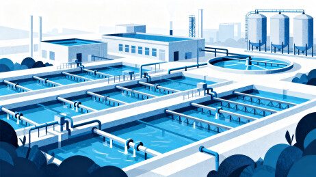 现代化污水处理厂设施插画