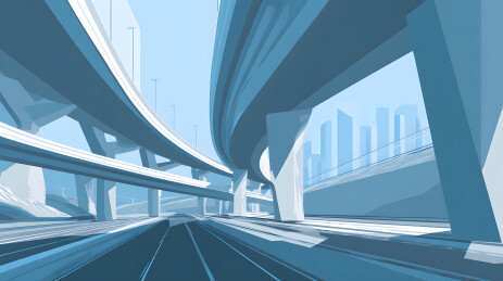 现代城市立交桥道路透视图