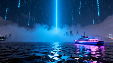 未来感游船夜景