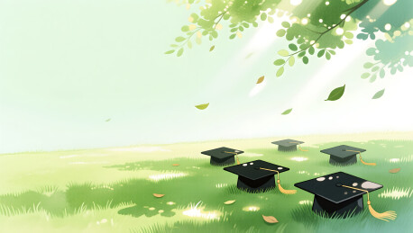 毕业季校园青春草地学位帽图