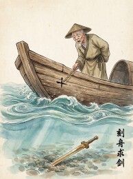 刻舟求剑老人划船寻剑