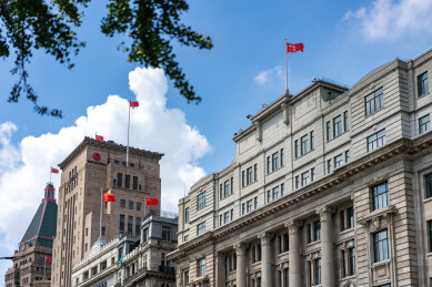 上海外滩陆家嘴万国建筑群城市建筑外部景观