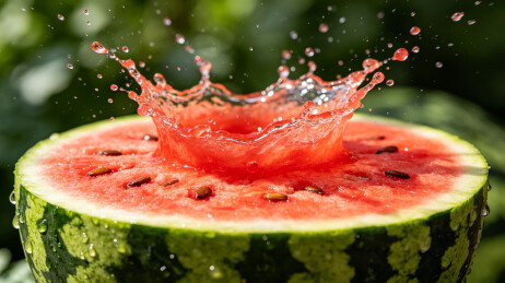 西瓜果肉爆汁特写美食摄影