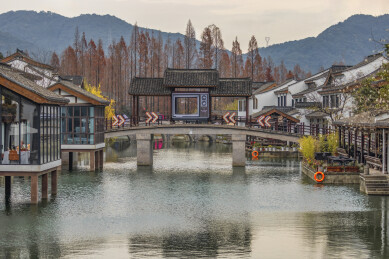 杭州湘湖水街秋末初冬风光